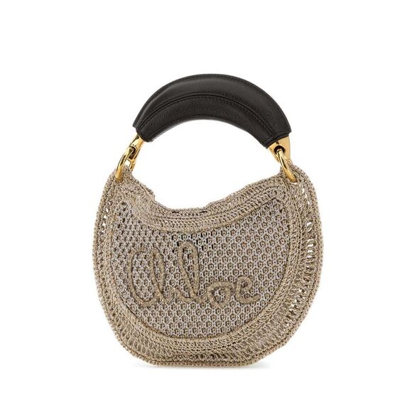 Chloe Women Gold Raffia Mini Summer Banana Handbag - Picture 2 of 2